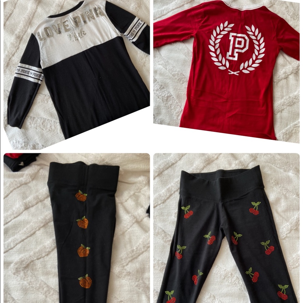Victoria’s Secret Pink Bling Bundle 2 Pairs Leggings 2 Shirts